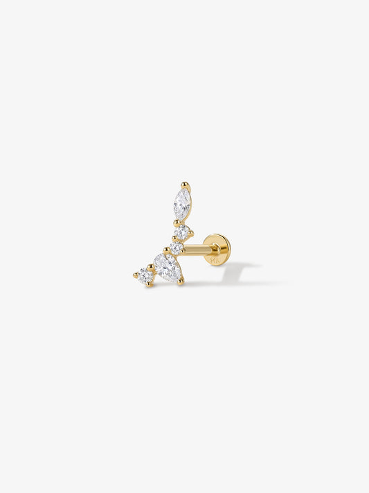 ANKIEJOY Marquise 14K Solid Gold Wing Flat Back Stud