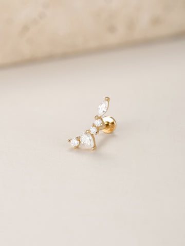 ANKIEJOY Marquise 14K Solid Gold Wing Flat Back Stud