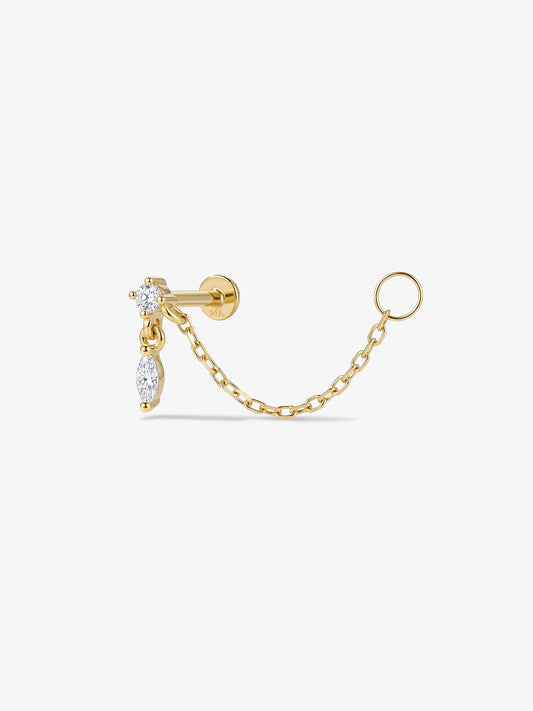 ANKIEJOY Marquise charm con cadena colgante en oro macizo de 14 quilates