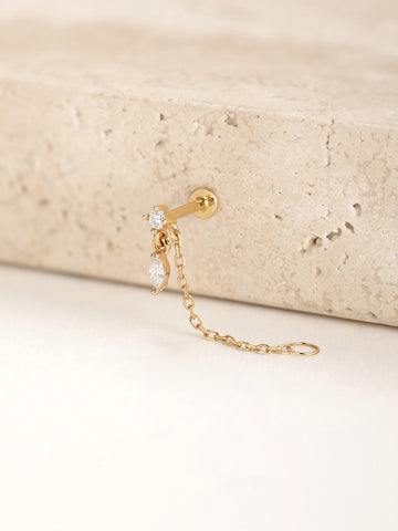 ANKIEJOY Marquise 14K Solid Gold Drop Chain Charm