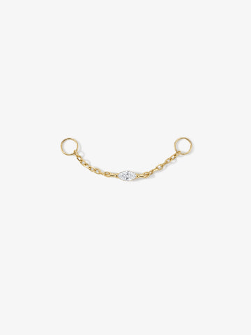 ANKIEJOY Marquise charm solitario con catena in oro massiccio 14 carati