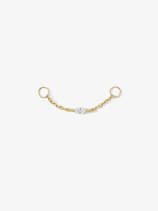 ANKIEJOY Marquise charm solitario con cadena en oro macizo de 14 quilates