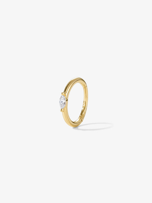 ANKIEJOY Marquise 14K Solid Gold Solitaire Hoop