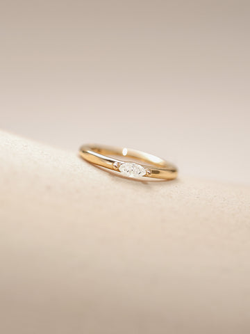 ANKIEJOY Marquise 14K Solid Gold Solitaire Hoop
