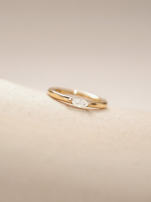 ANKIEJOY Marquise 14K Solid Gold Solitaire Hoop