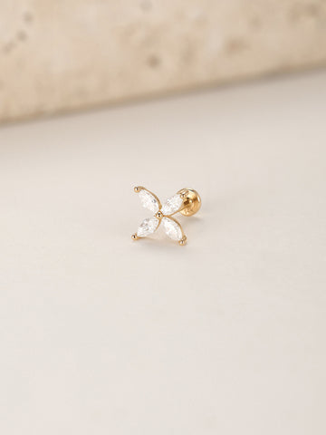 ANKIEJOY Marquise 14K Solid Gold Petal Flat Back Stud
