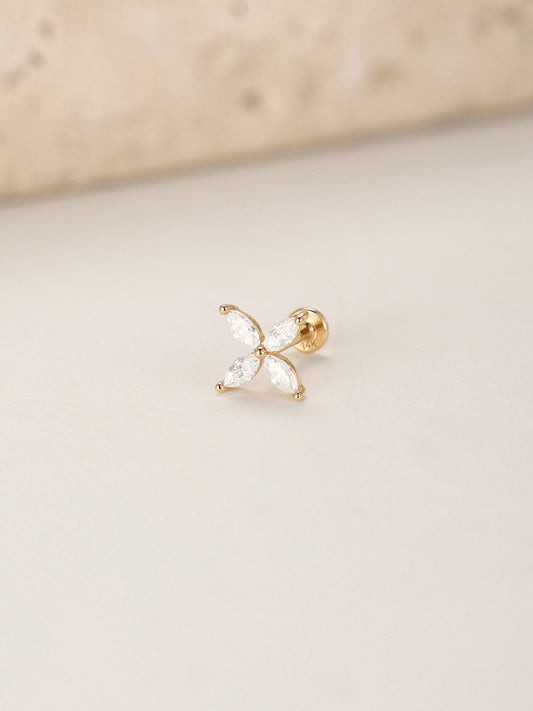 ANKIEJOY Marquise 14K Solid Gold Petal Flat Back Stud