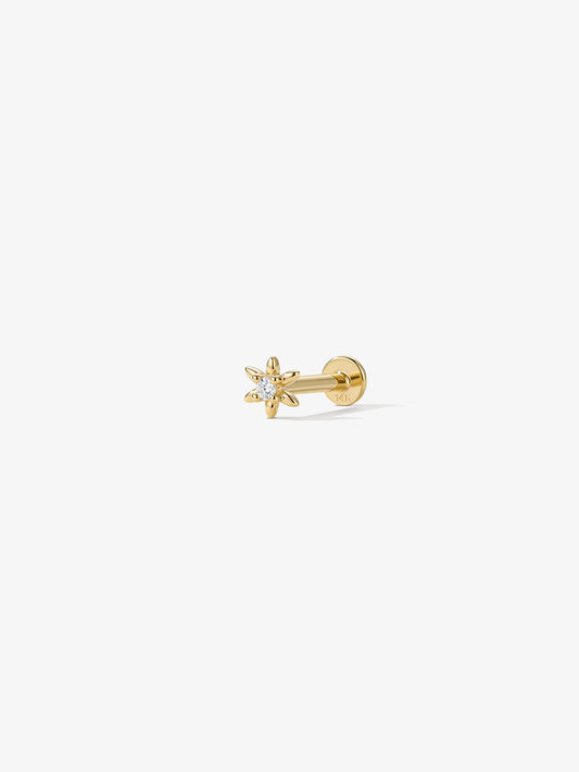 ANKIEJOY Fusion 14K Solid Gold Marquise Floral Flat Back Stud