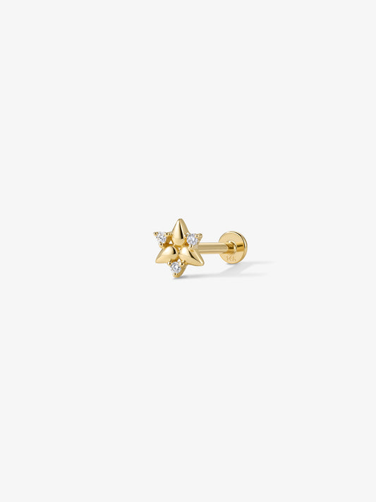 ANKIEJOY Fusion labret floral taille poire en or massif 14 carats