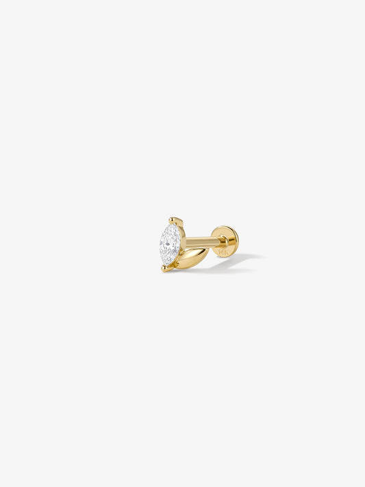 ANKIEJOY Fusion 14K Solid Gold Marquise Duo Flat Back Stud