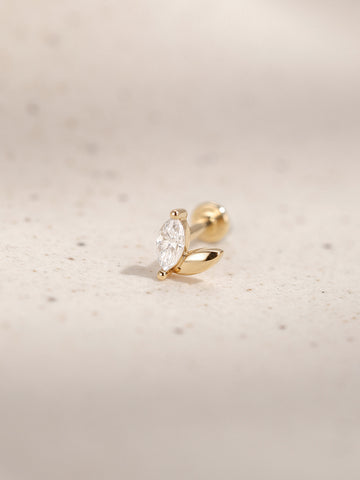 ANKIEJOY Fusion 14K Solid Gold Marquise Duo Flat Back Stud
