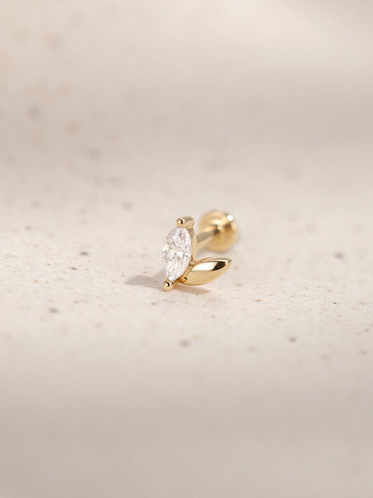 ANKIEJOY Fusion 14K Solid Gold Marquise Duo Flat Back Stud