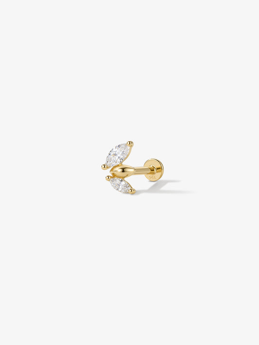 ANKIEJOY Fusion 14K Solid Gold Marquise Trio Flat Back Stud