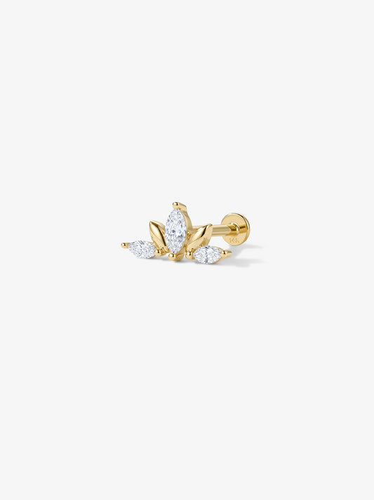 ANKIEJOY Fusion 14K Solid Gold Marquise Arc Flat Back Stud