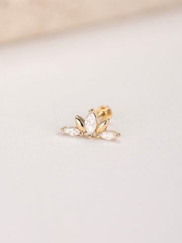 ANKIEJOY Fusion 14K Solid Gold Marquise Arc Flat Back Stud