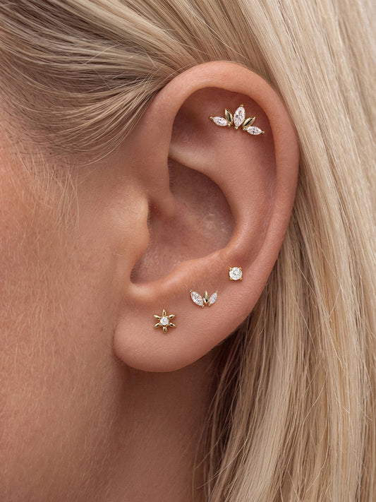 ANKIEJOY Fusion 14K Solid Gold Marquise Arc Flat Back Stud