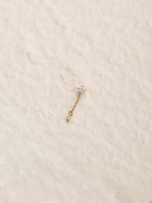 ANKIEJOY Fusion 14K Solid Gold Pear Tassel Flat Back Stud