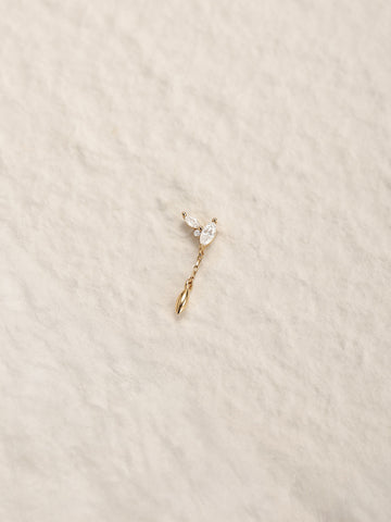 ANKIEJOY Fusion 14K Solid Gold Marquise Tassel Flat Back Stud
