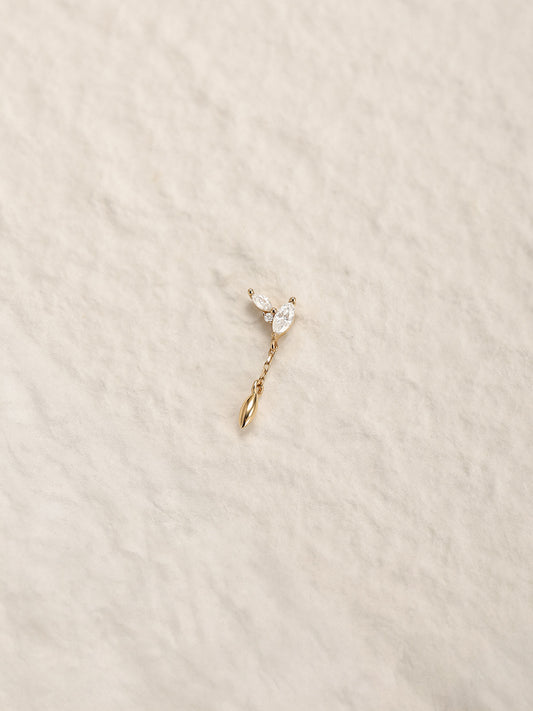 ANKIEJOY Fusion 14K Solid Gold Marquise Tassel Flat Back Stud