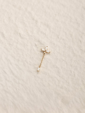 ANKIEJOY Fusion 14K Solid Gold Floral Tassel Flat Back Stud