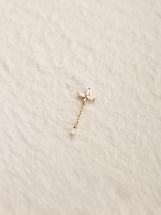 ANKIEJOY Fusion 14K Solid Gold Floral Tassel Flat Back Stud