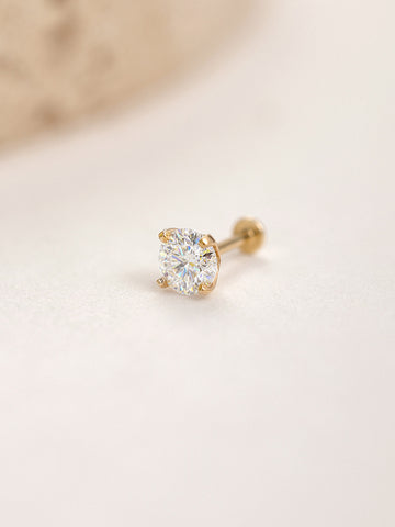 ANKIEJOY Essentials 14K Solid Gold Moissanite Flat Back Stud