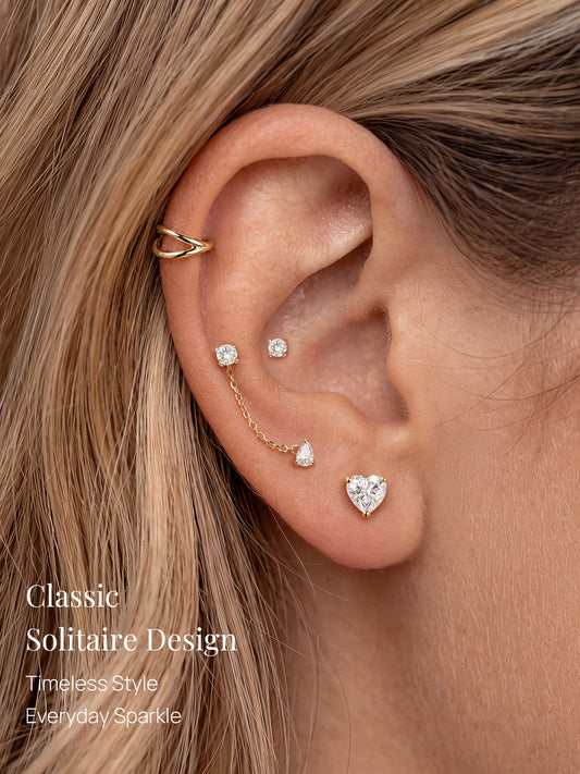 ANKIEJOY Essentials 14K Solid Gold Moissanite Flat Back Stud
