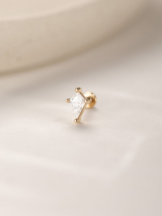 ANKIEJOY Essentials 14K Solid Gold Kite Flat Back Stud