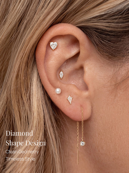 ANKIEJOY Essentials 14K Solid Gold Kite Flat Back Stud