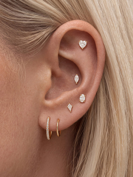 ANKIEJOY Essentials 14K Solid Gold Kite Flat Back Stud