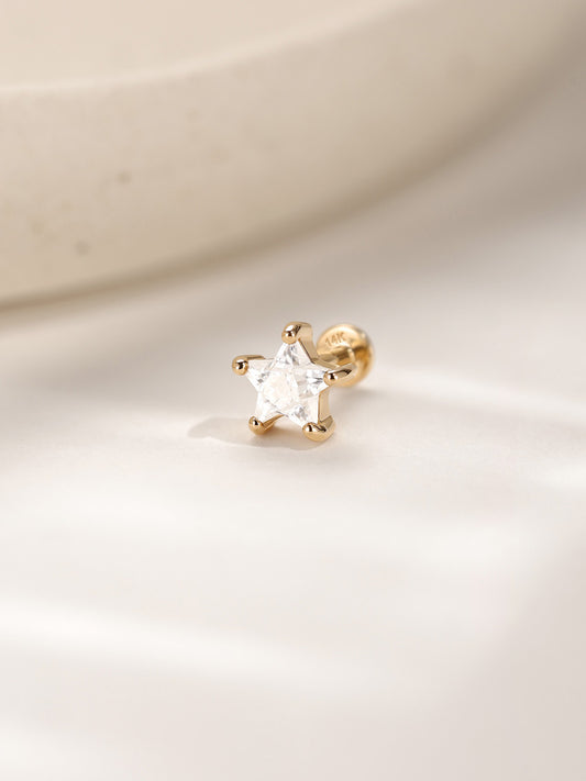 ANKIEJOY Essentials 14K Solid Gold Star Flat Back Stud