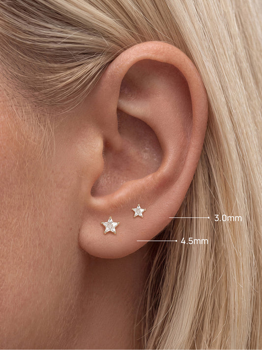 ANKIEJOY Essentials 14K Solid Gold Star Flat Back Stud