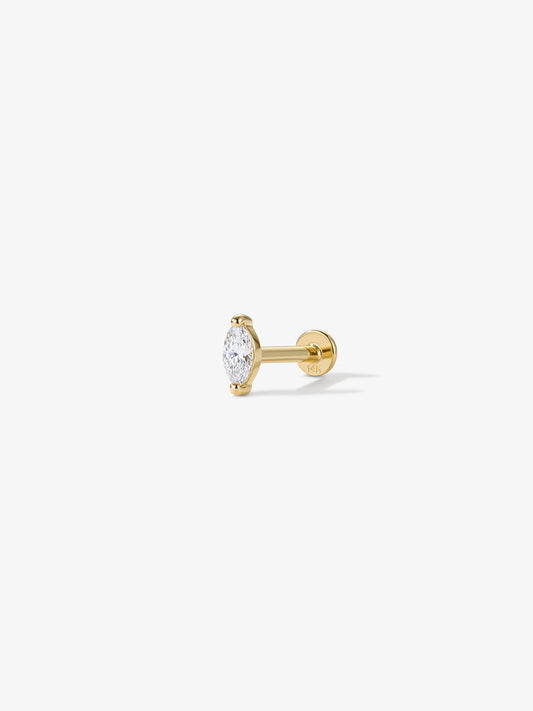 ANKIEJOY Marquise 14K Solid Gold Moissanite Flat Back Stud