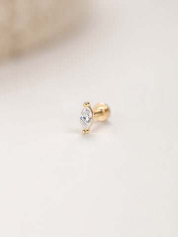 ANKIEJOY Marquise 14K Solid Gold Moissanite Flat Back Stud