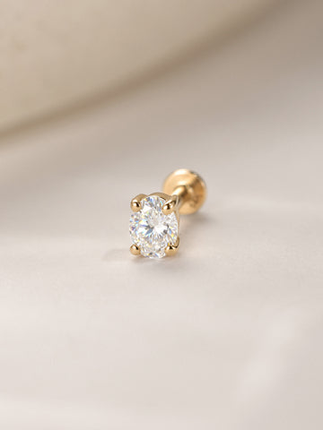 ANKIEJOY Essentials 14K Solid Gold Oval Moissanite Flat Back Stud