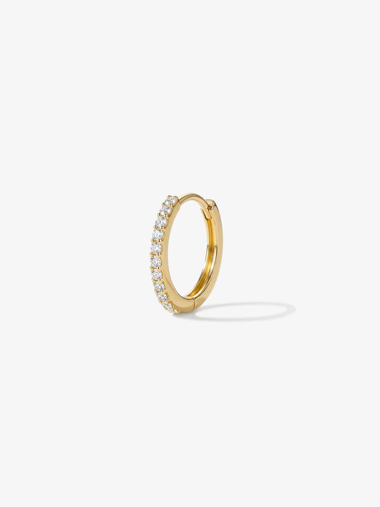 ANKIEJOY Essentials 14K Solid Gold Minimalist Pave Hoop