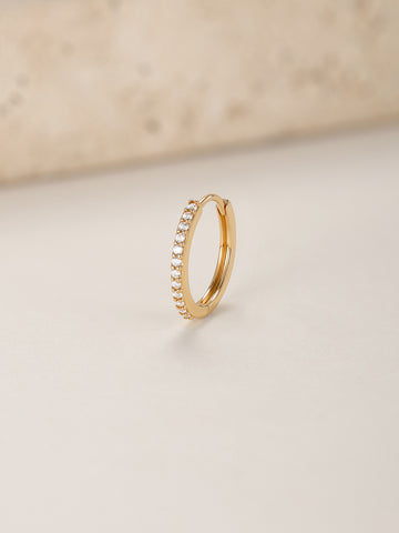 ANKIEJOY Essentials 14K Solid Gold Minimalist Pave Hoop