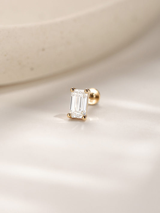 ANKIEJOY Essentials 14K Solid Gold Baguette Flat Back Stud
