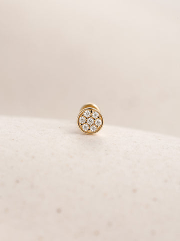 ANKIEJOY Geometry 14K Solid Gold Paved Disc Flat Back Stud