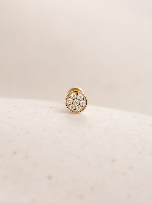 ANKIEJOY Geometry 14K Solid Gold Paved Disc Flat Back Stud