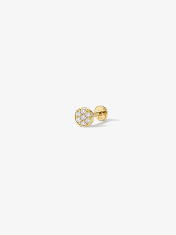 ANKIEJOY Geometry 14K Solid Gold Paved Disc Flat Back Stud