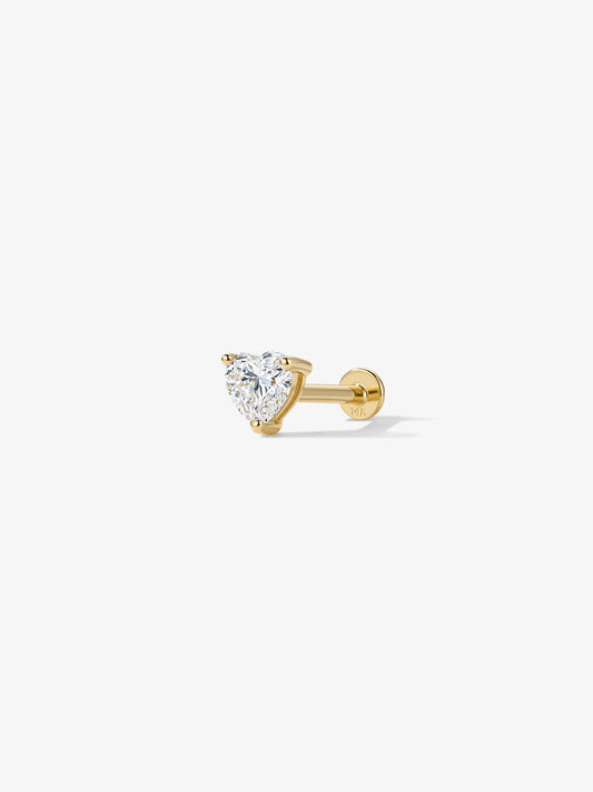 ANKIEJOY Essentials labret cœur en moissanite et or massif 14 carats