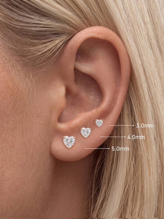 ANKIEJOY Essentials 14K Solid Gold Heart Moissanite Flat Back Stud