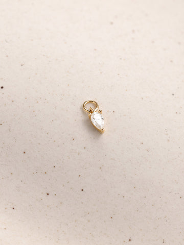 ANKIEJOY Dewdrop 14K Solid Gold Pear Drop Charm