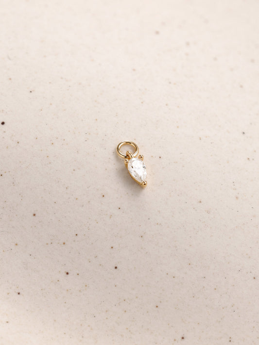 ANKIEJOY Dewdrop 14K Solid Gold Pear Drop Charm