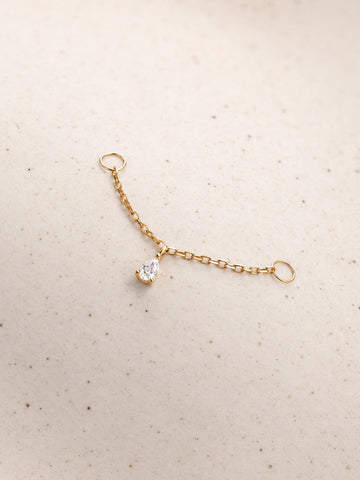 ANKIEJOY Dewdrop 14K Solid Gold Pear Cross Chain Charm
