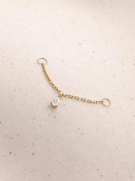 ANKIEJOY Dewdrop 14K Solid Gold Pear Cross Chain Charm