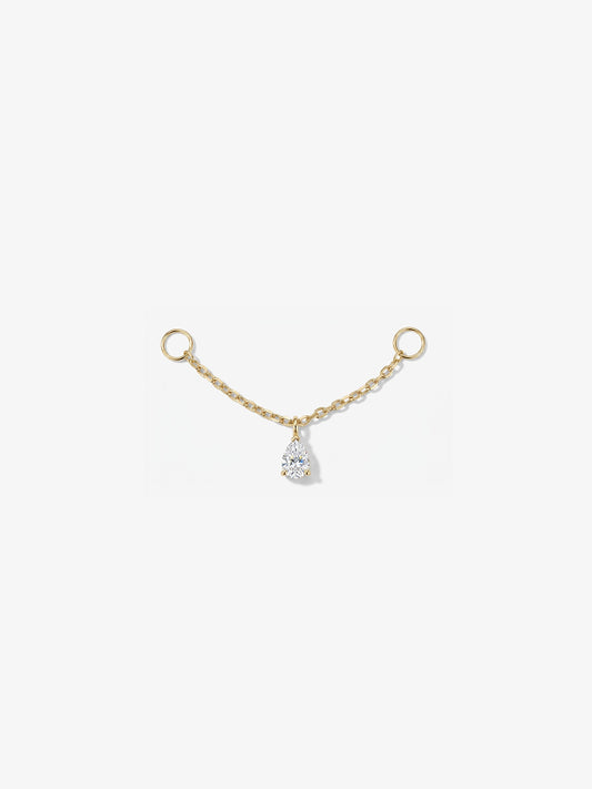 ANKIEJOY Dewdrop 14K Solid Gold Pear Cross Chain Charm