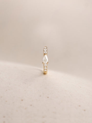 ANKIEJOY Dewdrop 14K Solid Gold Pear Hoop