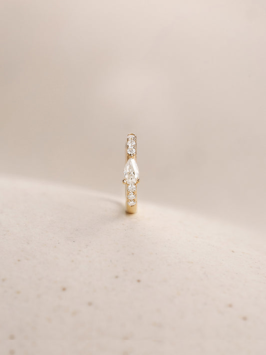 ANKIEJOY Dewdrop 14K Solid Gold Pear Hoop